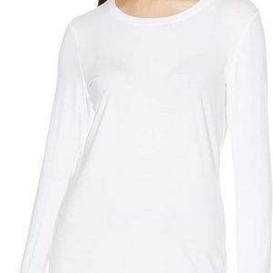 Amazon Essentials Women's White Classic-Fit Long-Sleeve Crewneck T-Shirt Large